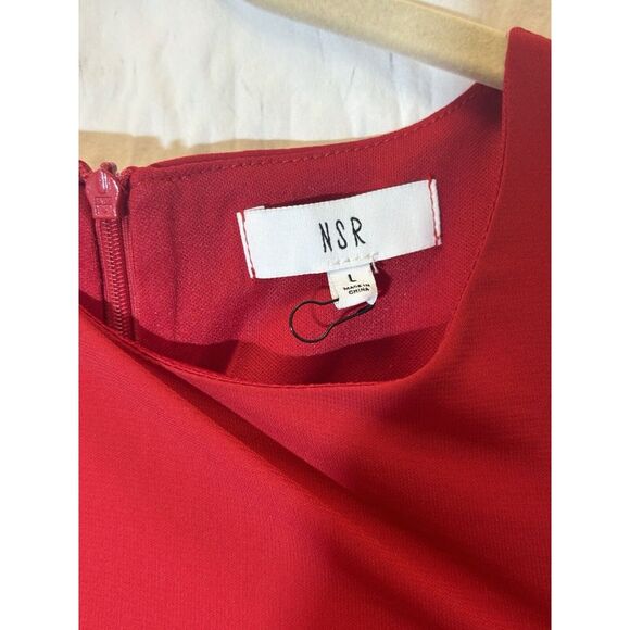 NSR - Flattering Side Ruched Asymmetrical‎ Tank Dress Red Large NWT V20 - Picture 3 of 5